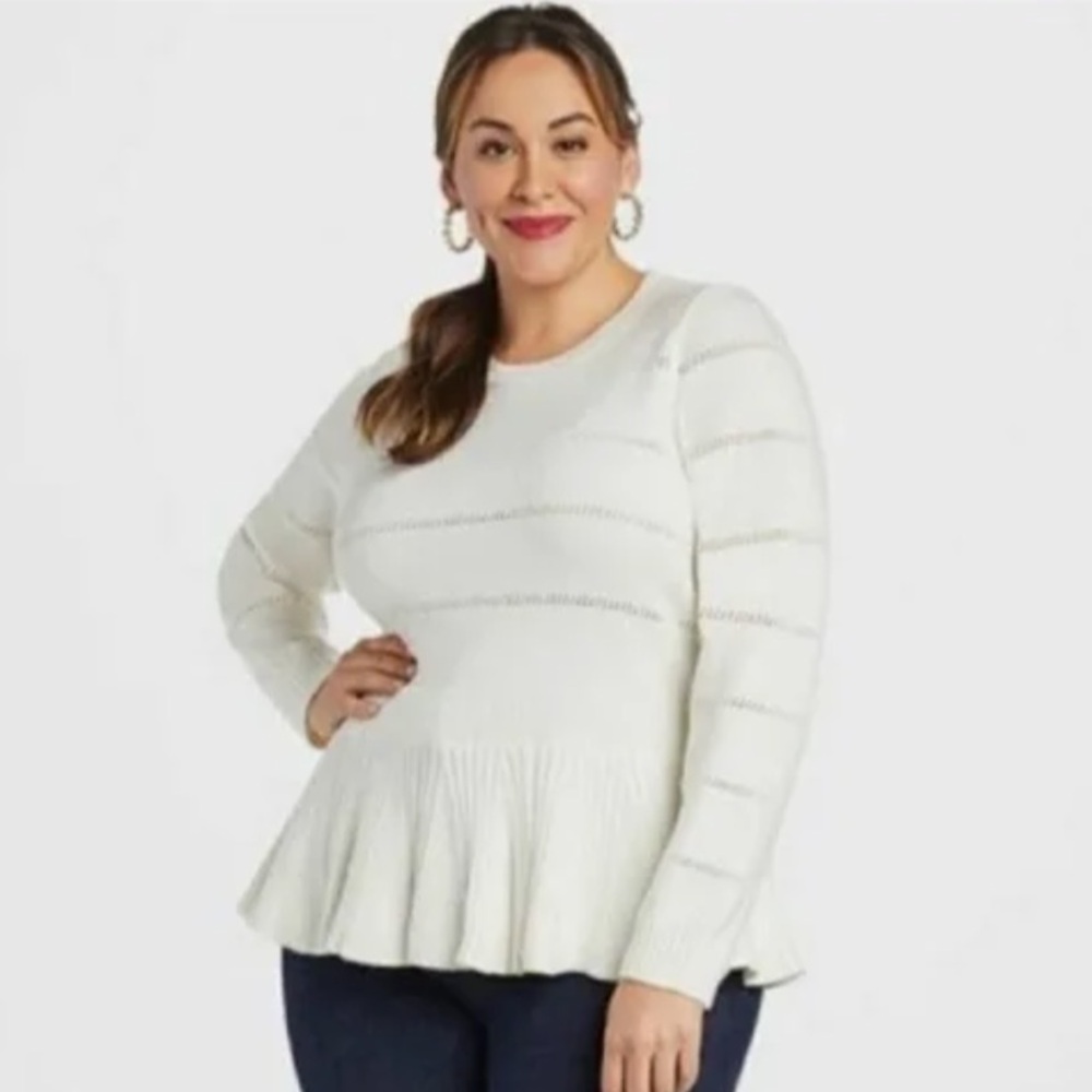 Draper James Peplum Cream Sweater size 3X Like new!! neutral